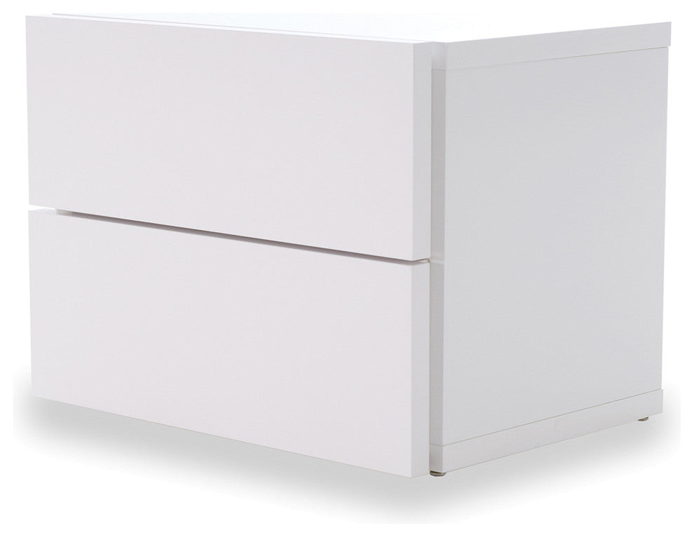Modern Walnut Night Stand 2 Drawers, White