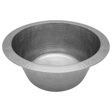 12" Round Hammered Copper Bar Sink With 2" Drain Size, Nickel