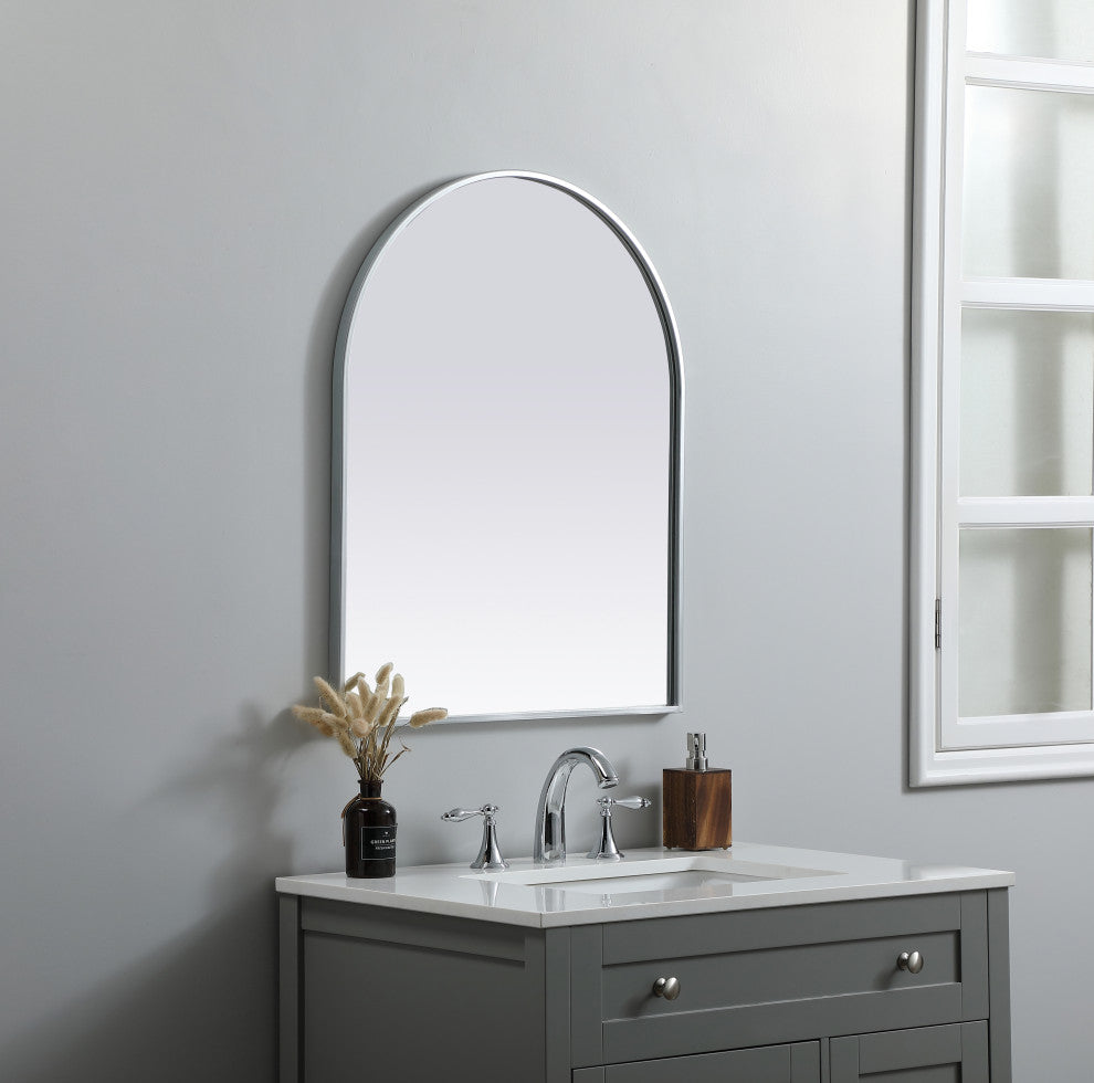 Metal Frame Arch Mirror 24X30 Inch, Silver