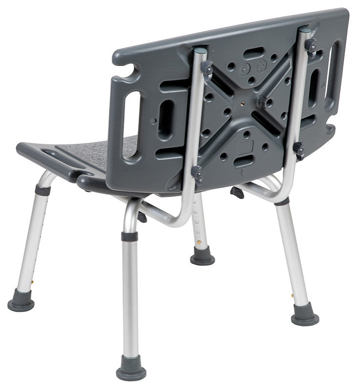 300 Lb. Capacity, Adjustable Bath and Shower Chair With Extra Large Back, Gray