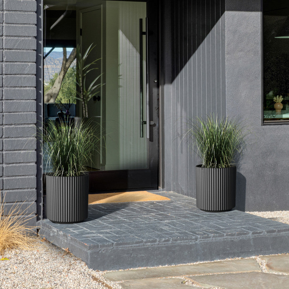 Veradek Demi Series Planter, Black, 16", 2 Pack
