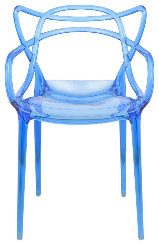 LeisureMod Milan Modern Wire Design Chair, Set of 2 Blue