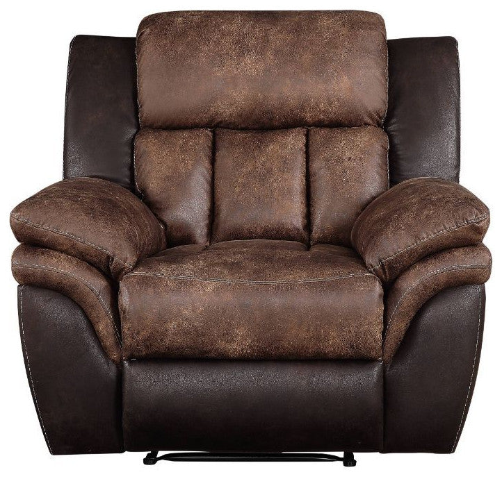 Microfiber Upholstered Recliner, Toffee and Espresso Finish