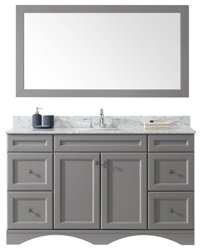 Talisa 60" Single  Sink Grey  Vanity Grey with Brushed Nickel Faucet and Mirror