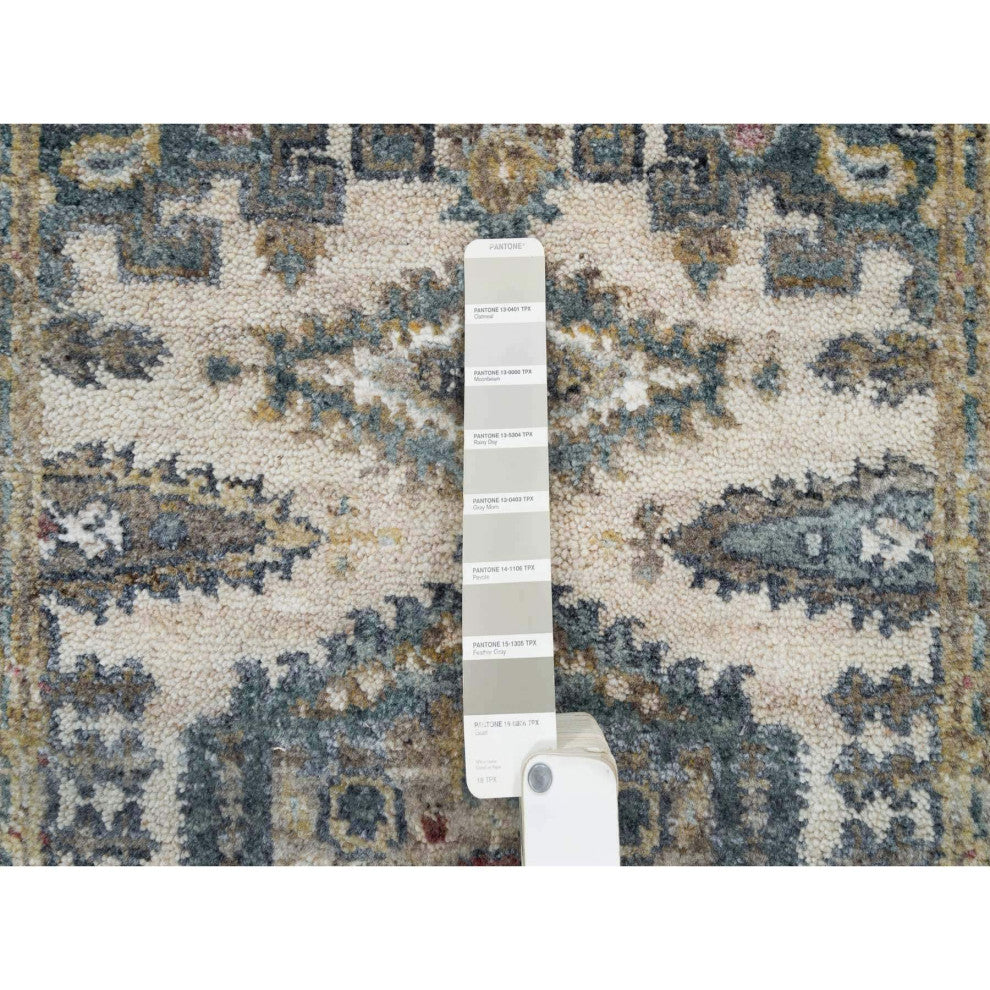 Ivory Wool Hand Knotted Reimagined Viss XL Runner Oriental Rug  2'7"x21'7"
