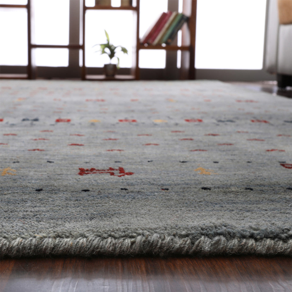 Hand Knotted Loom Wool Area Rug Contemporary, [Rectangle] 8'x10'