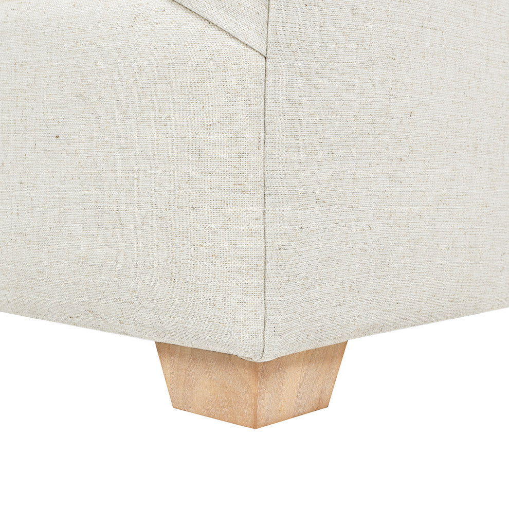 Ada 38" Flared Arm Contemporary Armchair With Lumbar Pillow, Flax White Linen