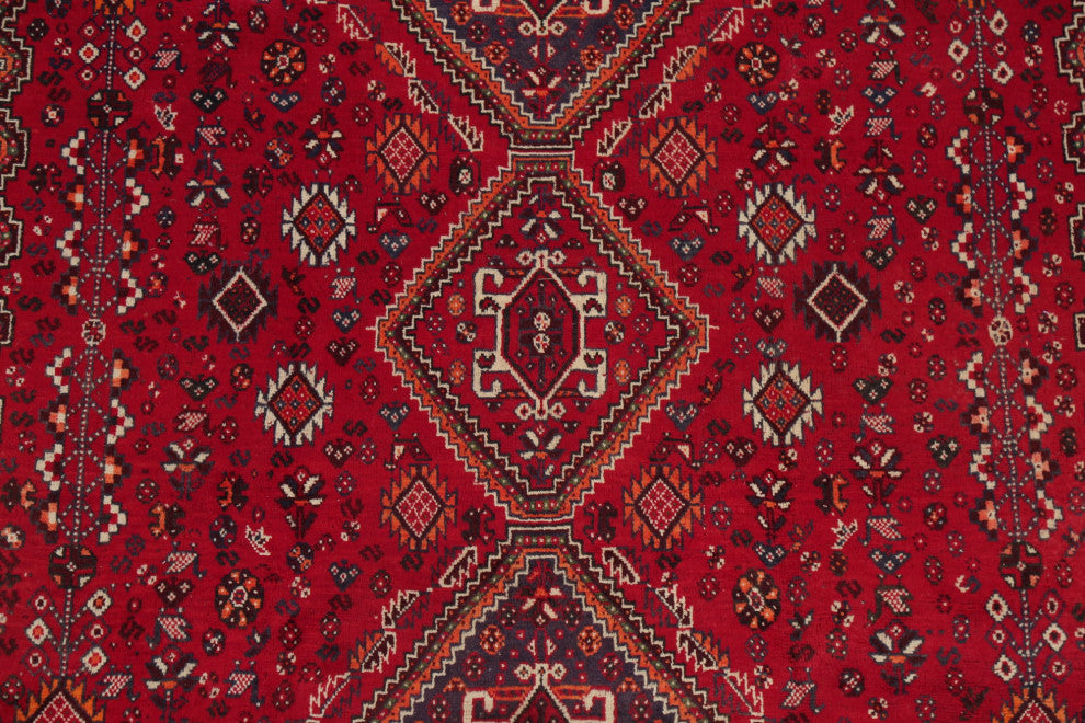 Consigned, Vintage-Style Oriental Persian Area Rug Hand-Knotted Wool, Red, 6x9