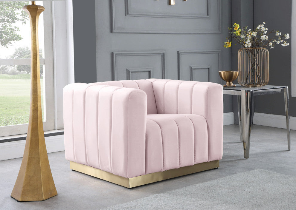 Marlon Velvet Upholstered Chair, Pink