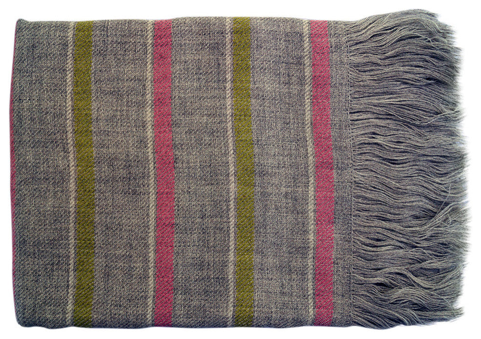 Wool Throw Blanket, Candyfloss and Lime Stripes