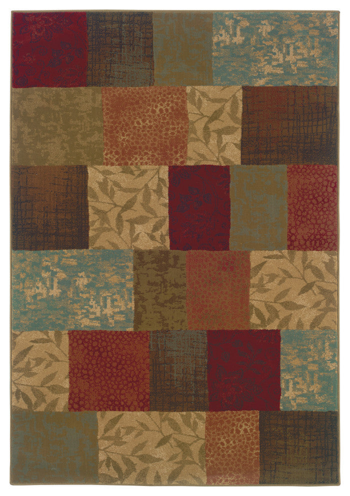 Oriental Weavers Hudson Collection Green/Red Geometric Indoor Area Rug 6'7"X9'6"