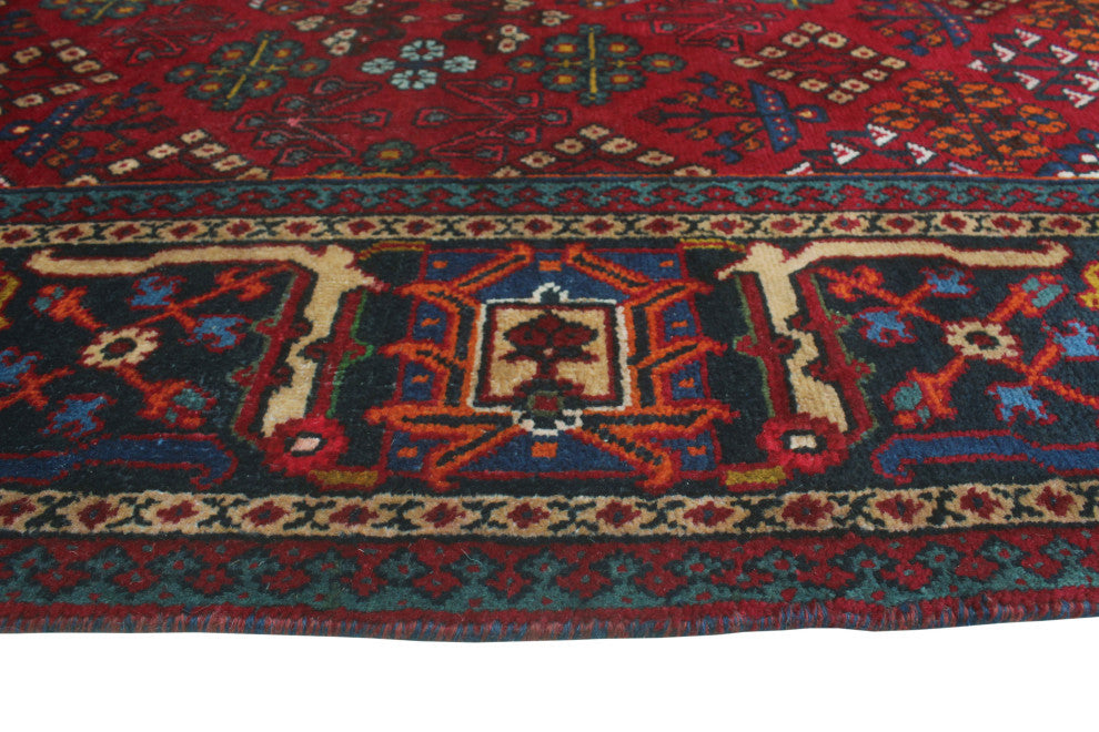 Fine Vintage Distressed Patra Red/Navy Rug, 6'10x10'3