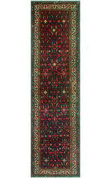 Fine Vintage Distressed Elfaroui Charcoal/Ivory Runner, 3'4 x 12'8