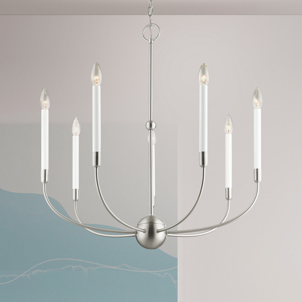 Livex Lighting Clairmont 7 Light Brushed Nickel Chandelier