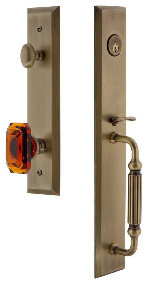 Fifth Avenue 1-Piece Dummy Handleset, F Grip and Baguette Amber Knob, 849266