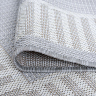 Elgin Transitional Striped Border Gray/Cream Indoor/Outdoor Runner Rug, 2'x7'