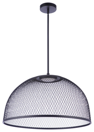 LED 1-Light Pendant w/Metal Mesh Shade, Flat Black