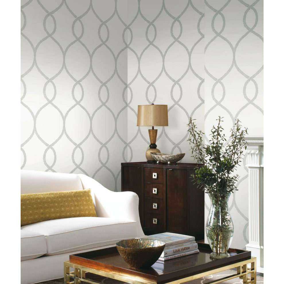 Laurel Leaf Ogee Wallpaper