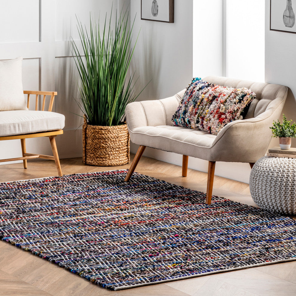 Nuloom Candy Striped Chevron Area Rug, Indigo 3'x5'