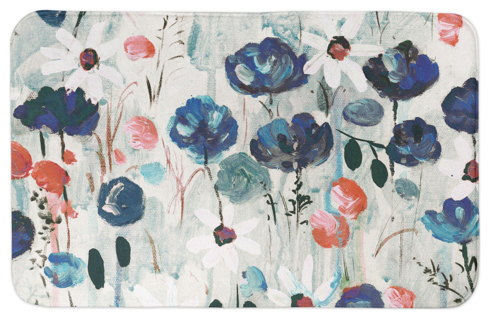 Blue Flower Explosion 34x21 Bath Mat
