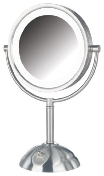 Jerdon HL8808CL 8.5-Inch Tabletop LED Vanity Mirror with 8x Magnification, Nicke