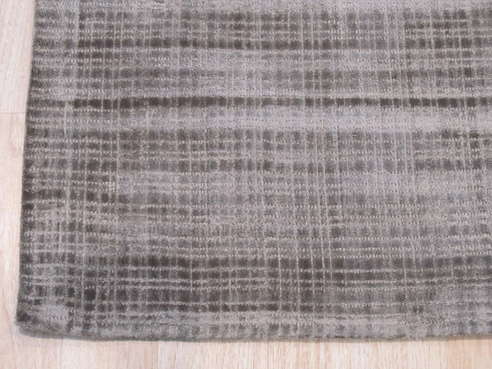 Handwoven Viscose Silver Contemporary Solid Milano Rug, 8'9x11'9