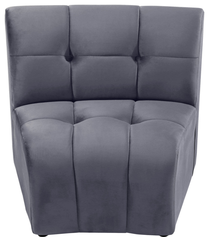 Limitless Velvet Upholstered 1-Piece Modular Chair, Gray