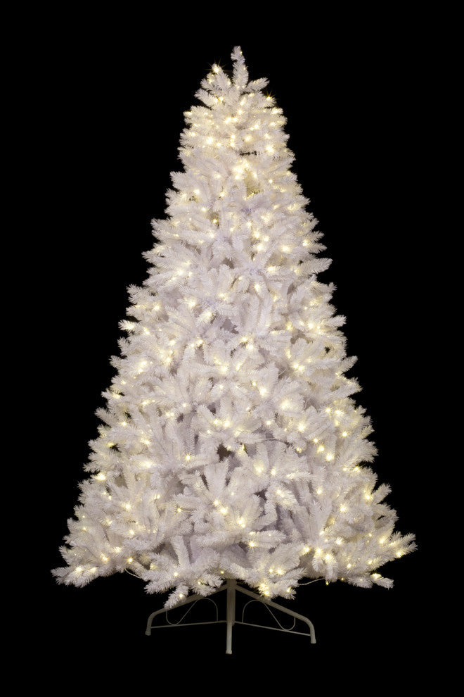 9' Classic White Pre-Lit Tree With Double Warm White Lights And A Metal Stand