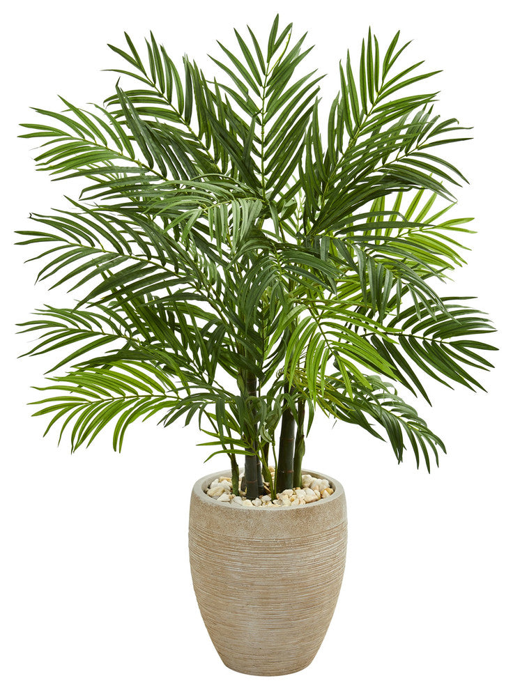 Nearly Natural 4' Areca Palm Artificial Tree in Sand Colored Planter
