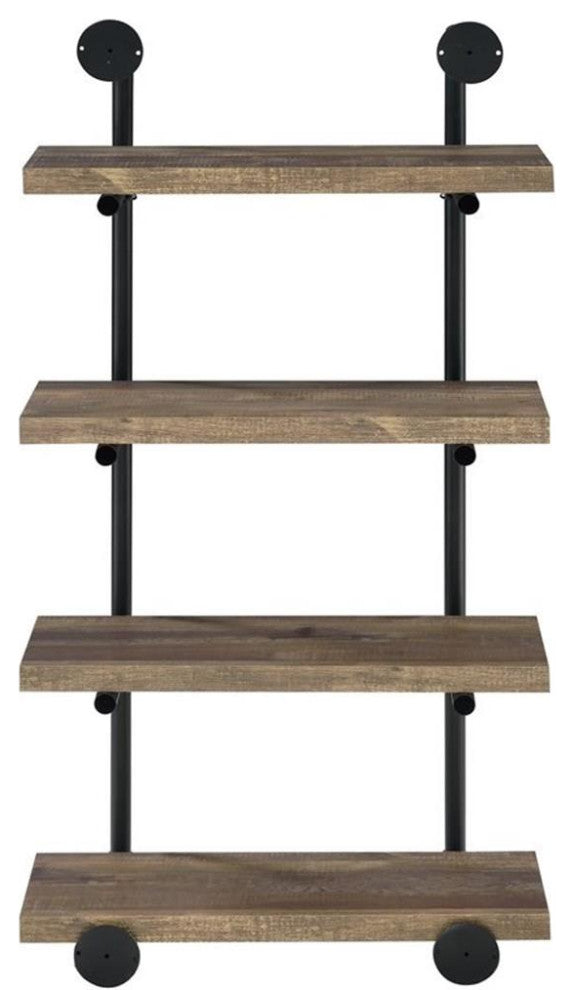 Coaster Elmcrest 24-inch Wood Wall Shelf Black and Rustic Oak