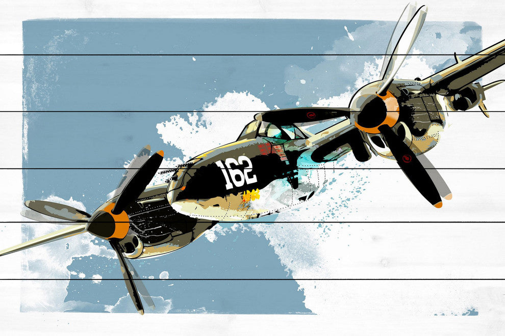 Marmont Hill, "P38 Lightning" by Rick Martin Painting Print on White Wood, 36x24