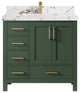 Malibu 36 Center Sink Bath Vanity in Lafayette Green 2" Viola Brown