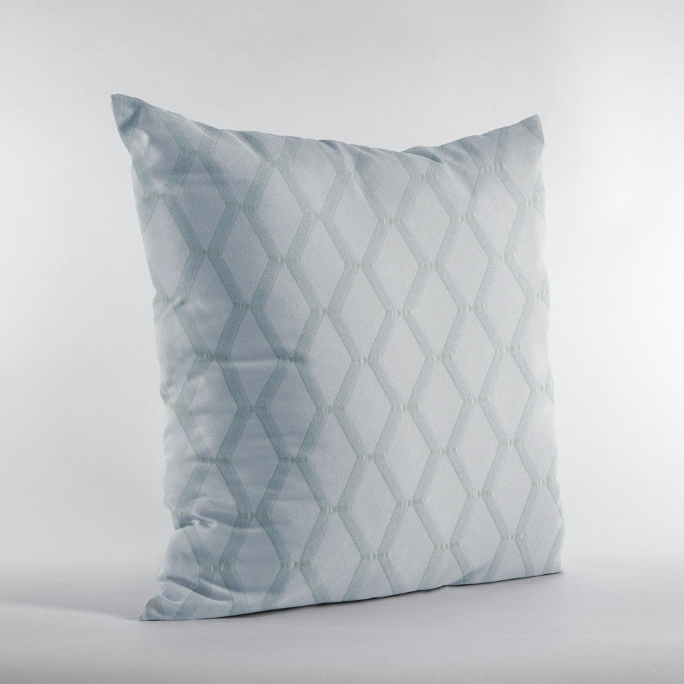 Silver Diamond Shiny Fabric With Embroidery Luxury Throw Pillow, 18"x18"