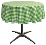 LA Linen Round Gingham Checkered Tablecloth, White and Lime, 51" Round