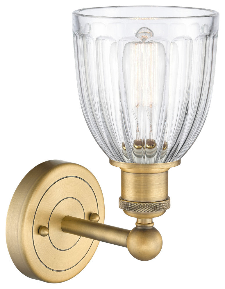 Brookfield 1-Light 6" Sconce, Brushed Brass Finish, Clear Shade