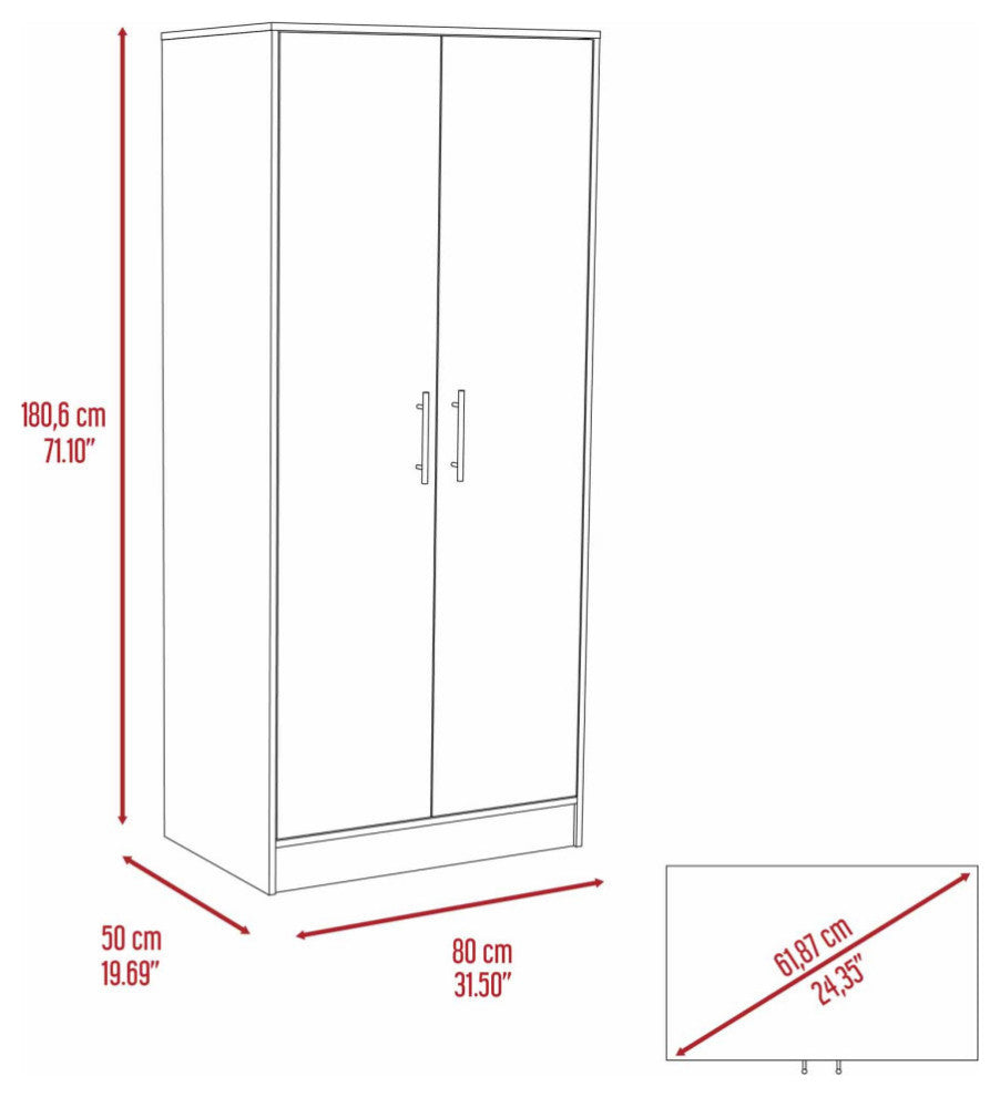 Rio 2-Door Armoire, White