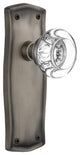 Prairie Plate Passage Round Clear Crystal Glass Door Knob, Antique Pewter