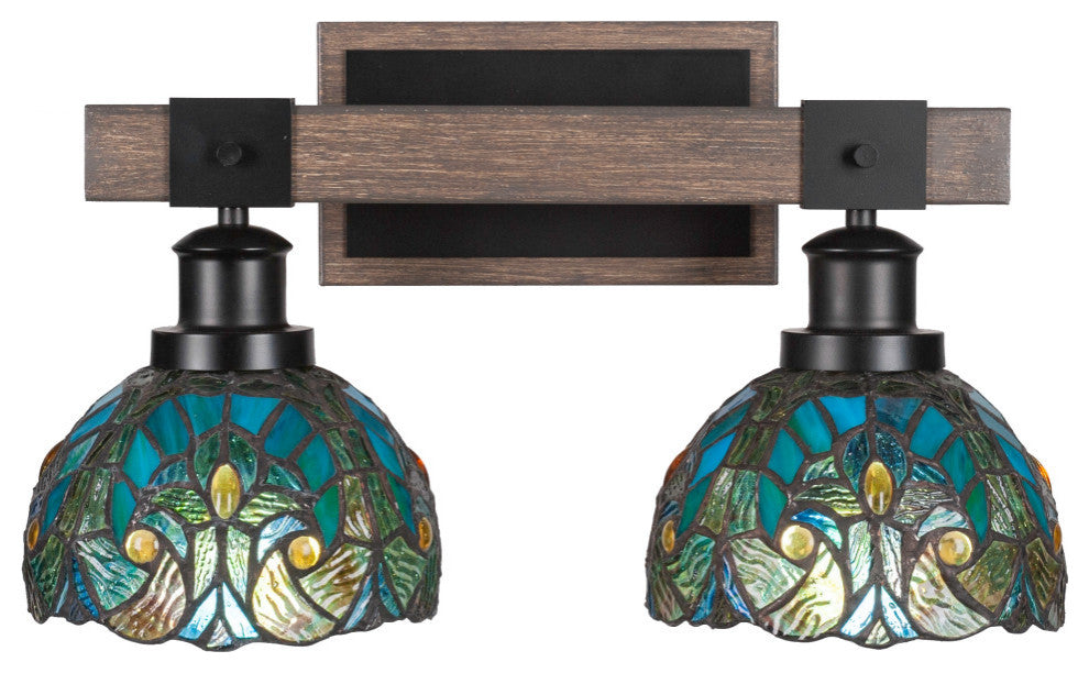 Tacoma 2-Light Bath Bar, Turquoise Cypress Art