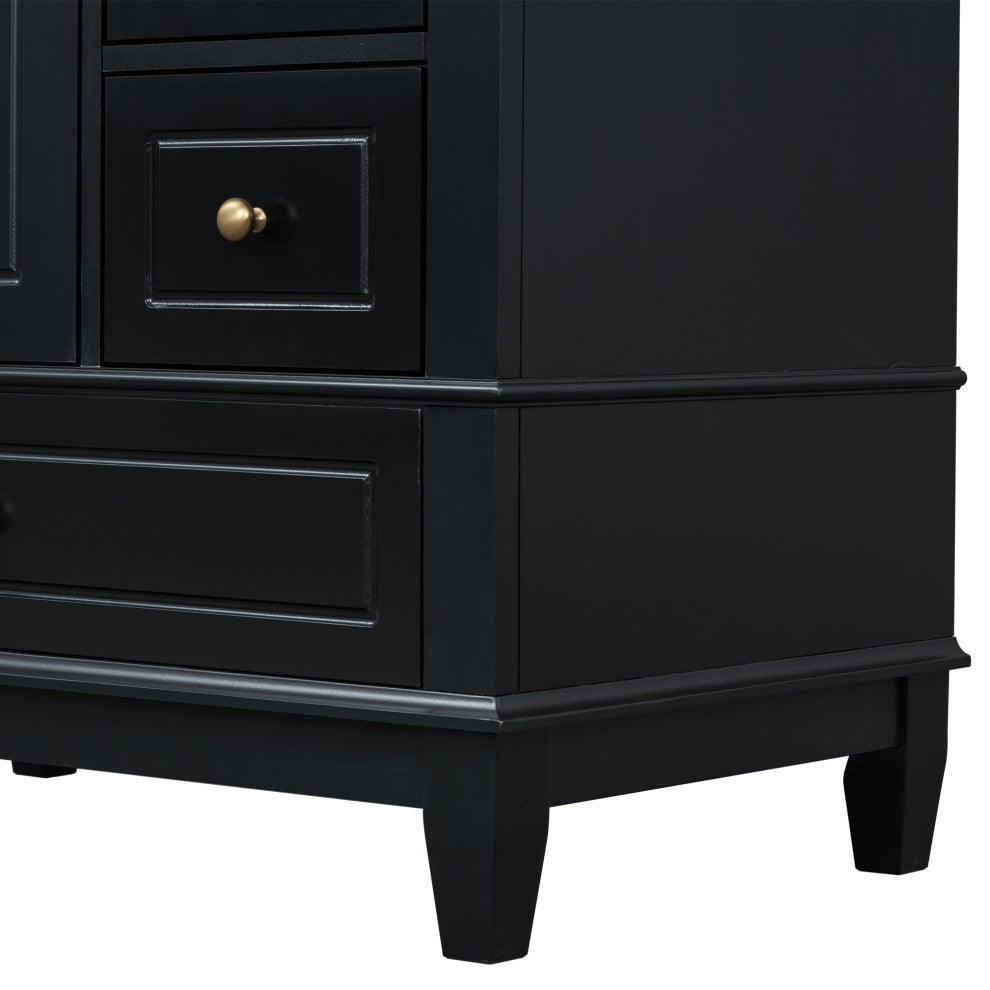 GDF Studio 30" Vanity With Ceramic Sink, Soft Close Door & Drawers, Black