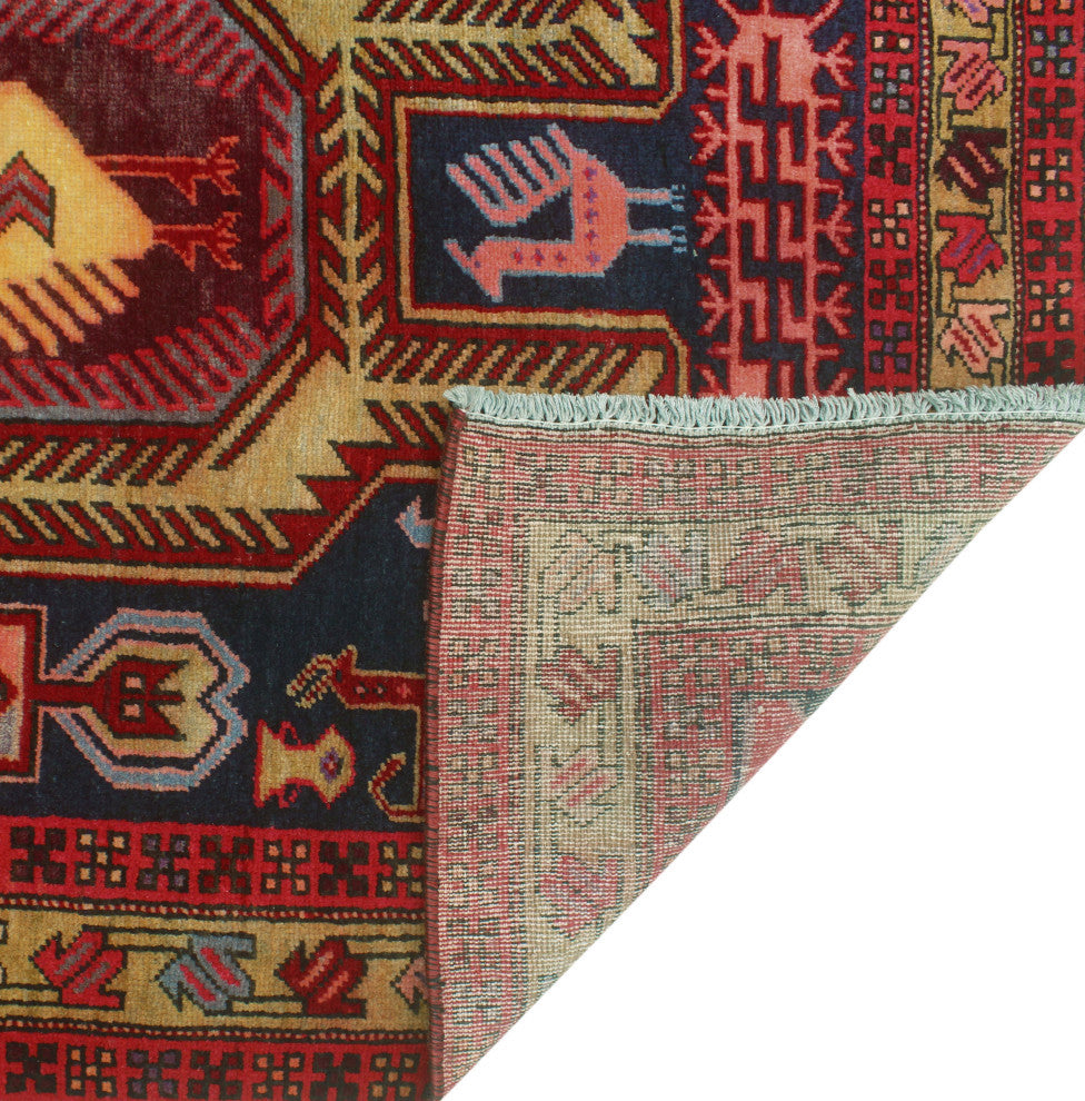 Fine Vintage Distressed Roy Navy/Rust Runner, 3'8x10'9