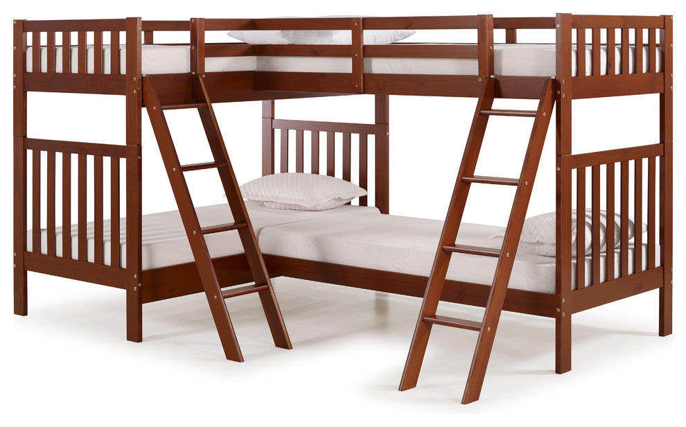 Aurora Twin Over Twin Bunk Bed with Quad-Bunk Extension
