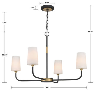 Niles 4-Light Black Forged/Modern Gold Chandelier
