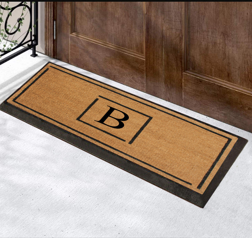 A1HC Hand-Crafted 24"x48" Rubber Coir Double-Single Monogrammed, B