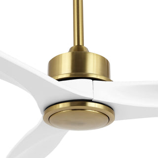 52" Solid Wood 3-Blade Propeller Ceiling Fan with Remote, Gold/White