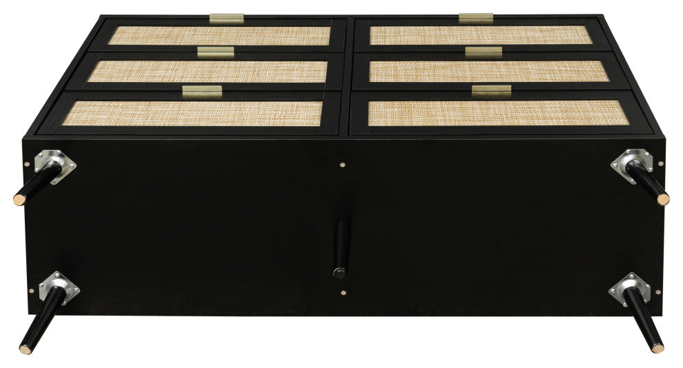 Modern 6 Drawer Dresser Wood Cabinet, Black