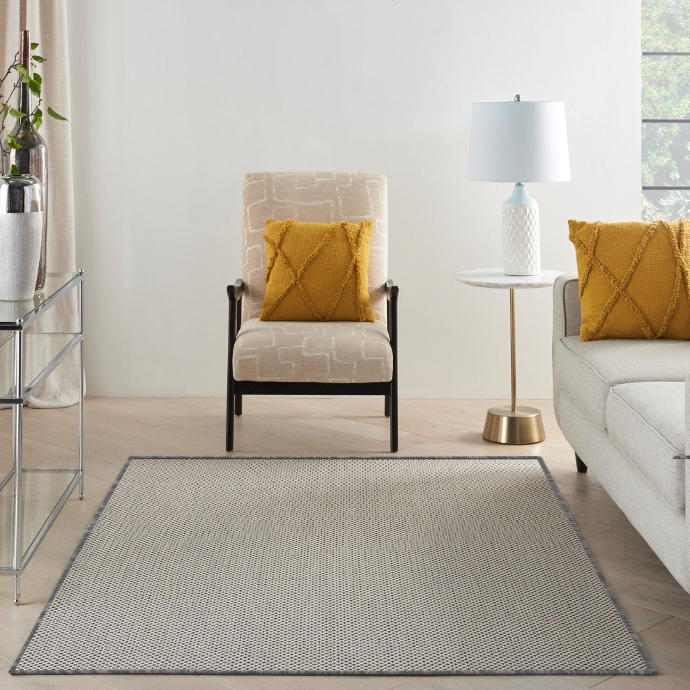 Nourison Courtyard 6'' x 9'' Ivory Charcoal Modern Area Rug