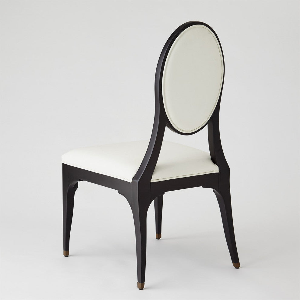 Hollywood Glam Black White Dining Chair Armless Oval Art Deco Vintage Style