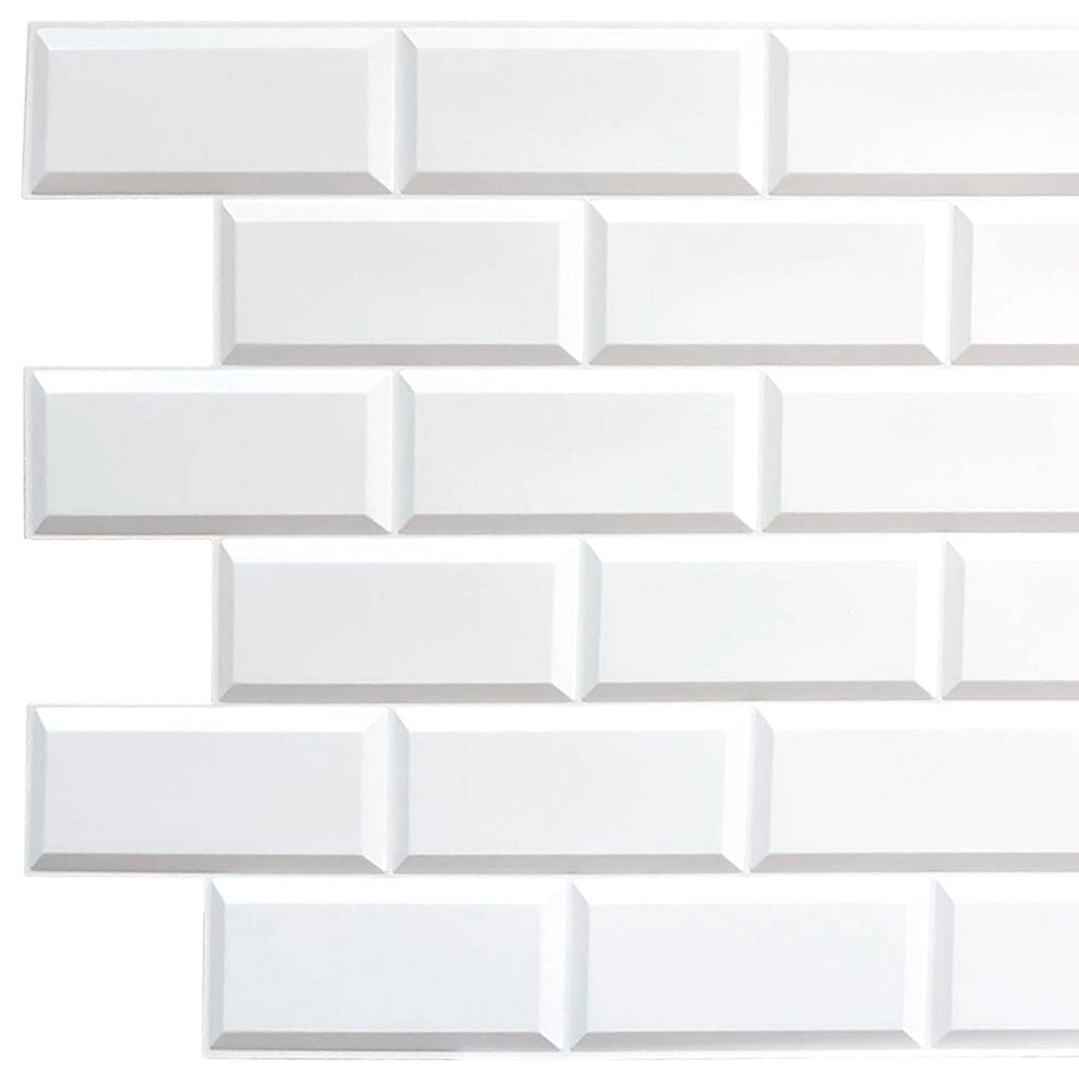 White Bricks 3D Wall Panels, Set of 5, Covers 25 Sq Ft