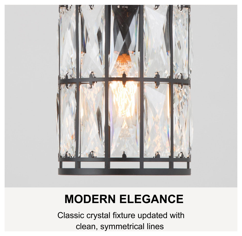 LNC Modern/Contemporary Crystal Black Ceiling Lighting, 5.5" Width, 1-Light Pendant