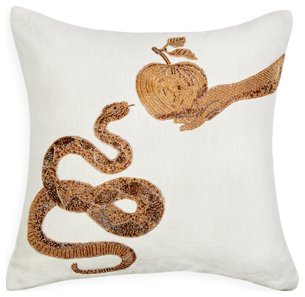 Muse Snake and Apple Throw Pillow